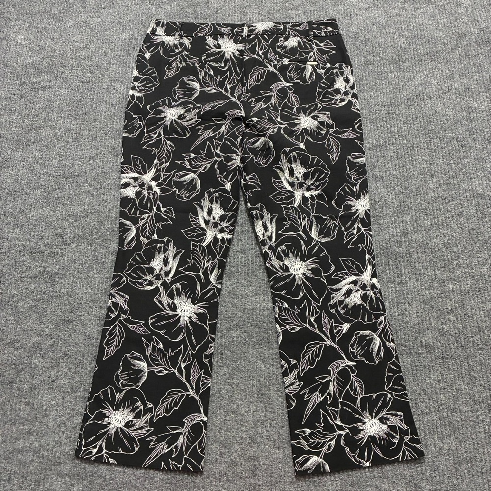 White House Black Market The Flare Crop Pants Size 10 Black Floral‎ Mid Rise - Picture 10 of 11